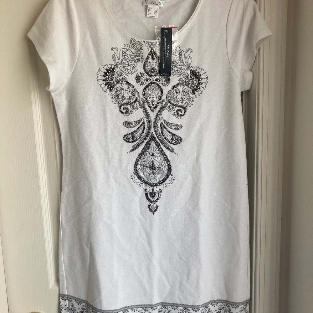 Venus Dress White Embellishments Cover-Up Small NWT